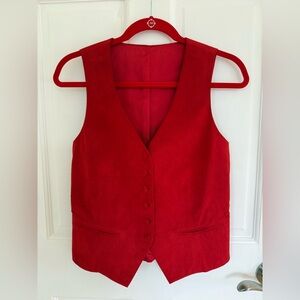 Women's Red Suede Sleeveless Vest